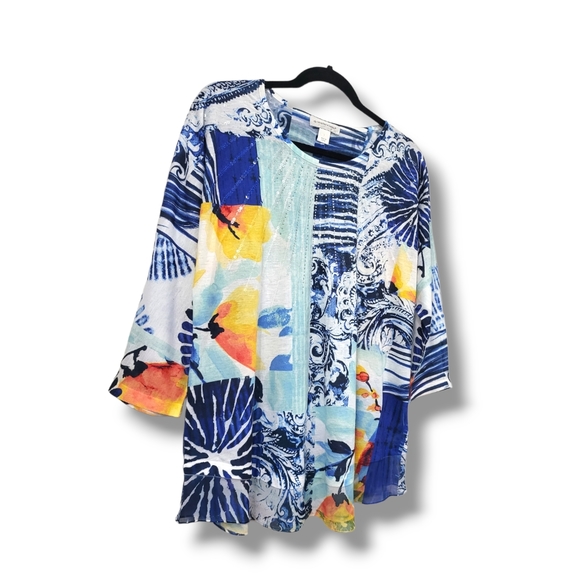 🌿Christopher & Banks Women's Large Sequin Studded Top in Mixed Media Top - Picture 4 of 10